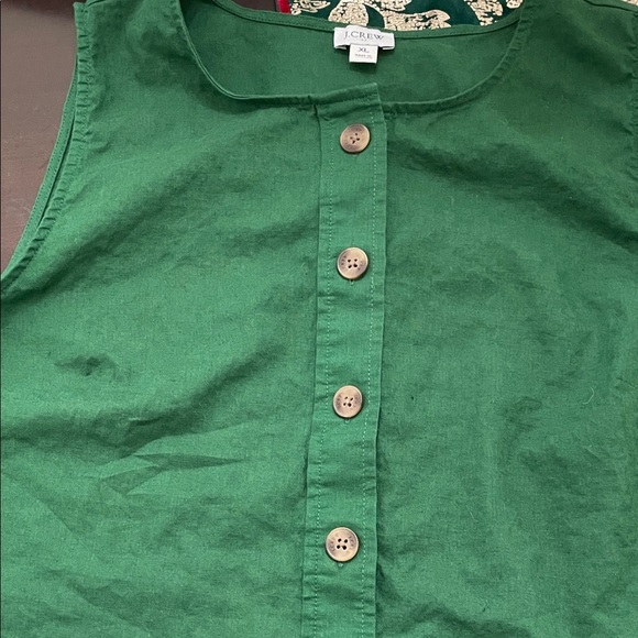 J. Crew Linen Blend Green Button-Up Top, Sz XL - Picture 6 of 6